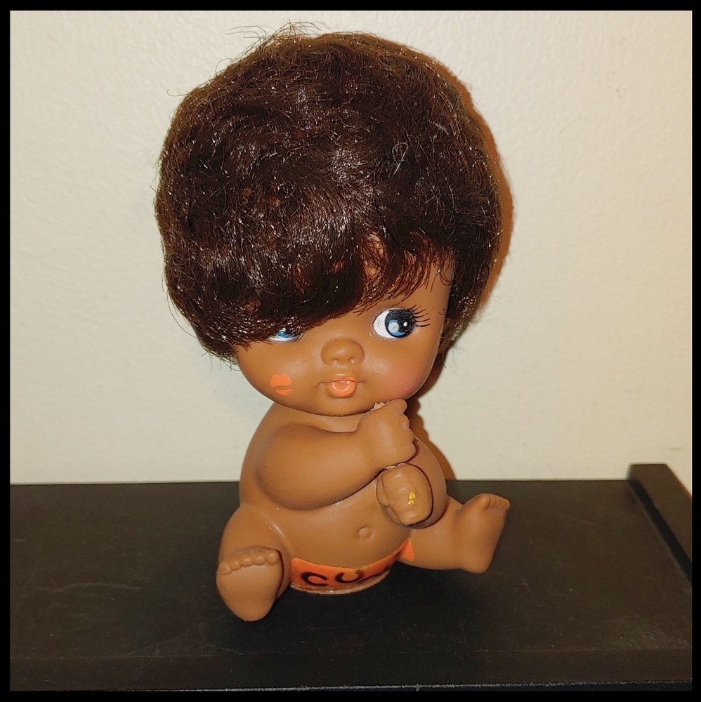 Vintage Shiba Kiss Me Vinyl Doll, 1970s